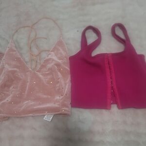 Pink and Hot Pink Crop Tops